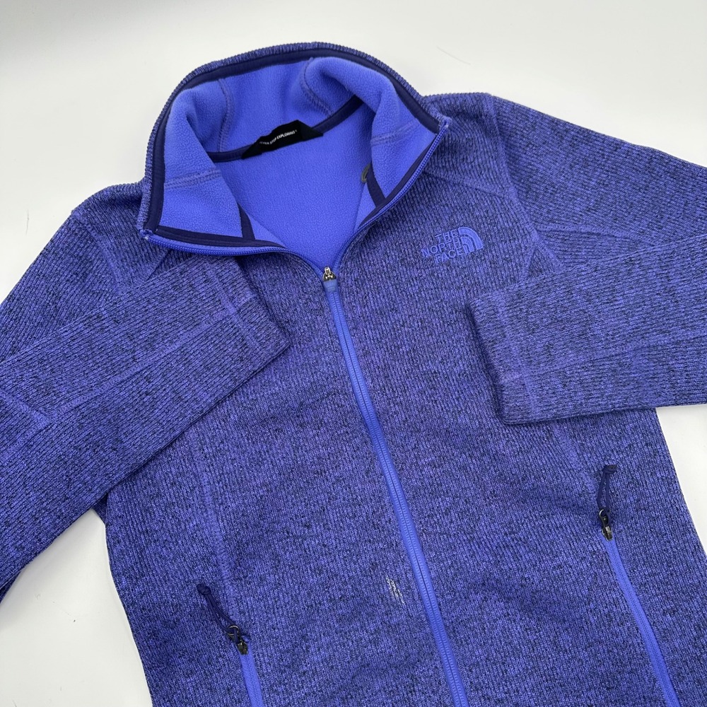 The North Face Crescent Sunset Full Zip Fleece Jacket Womens Small Purple Blue